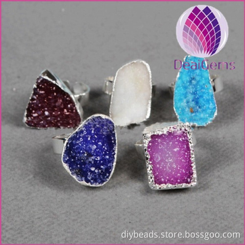 Hot sale fashion agate druzy rings for mens